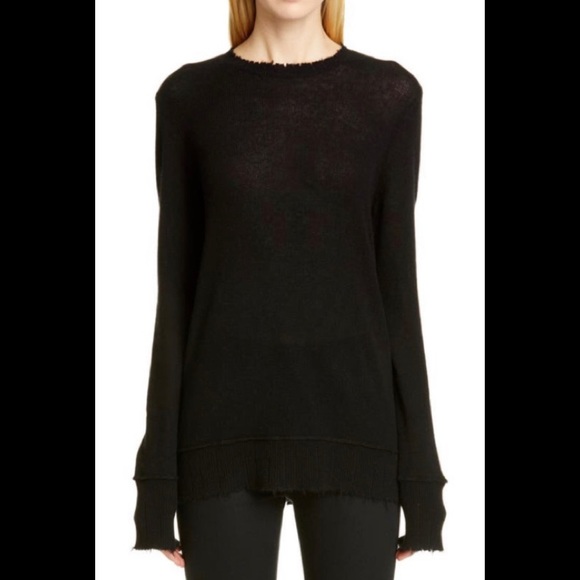 R13 Distressed Edge Cashmere Crewneck Sweater $795. Size small